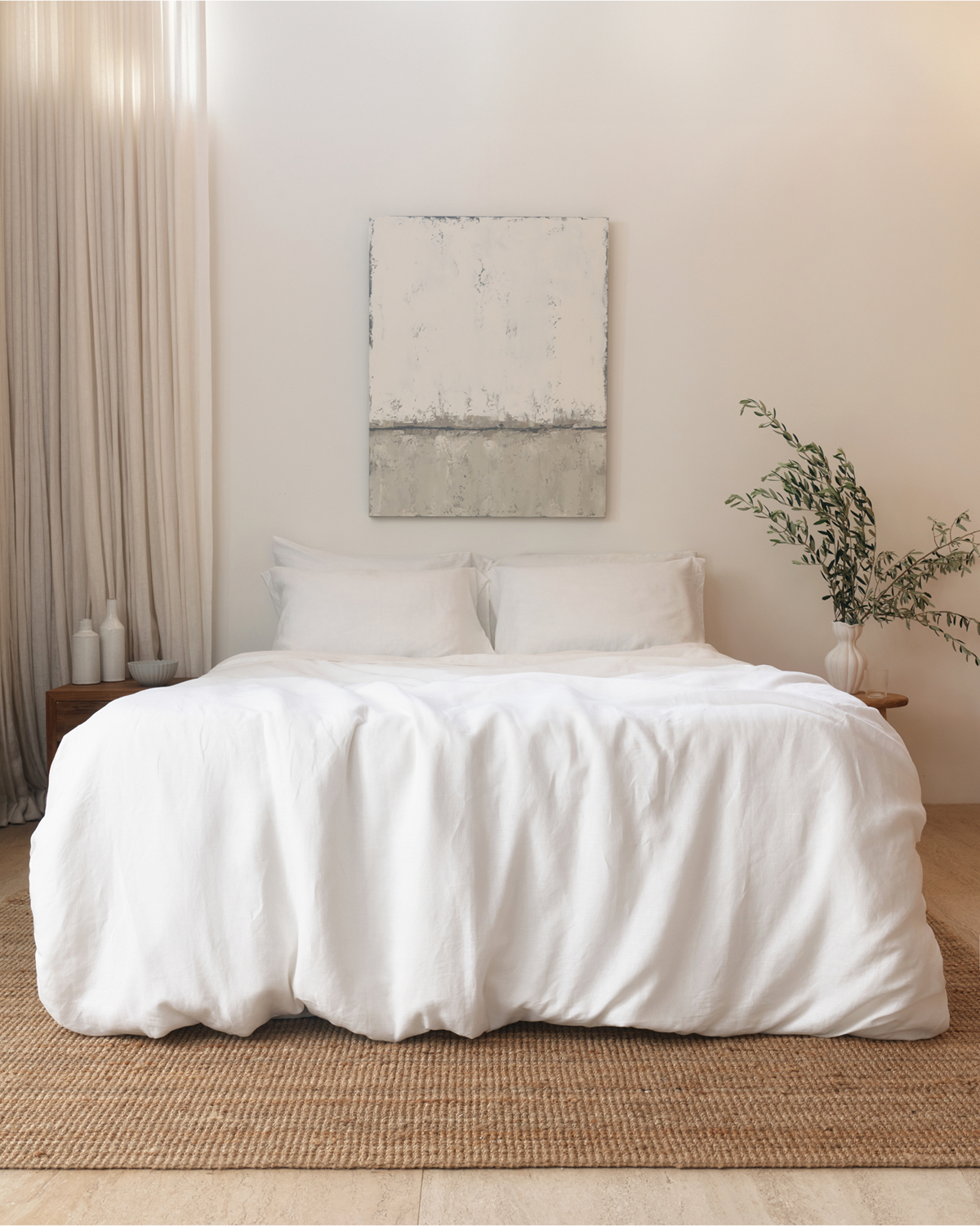 White 100% Flax Linen King Pillowcases (Set of Two)