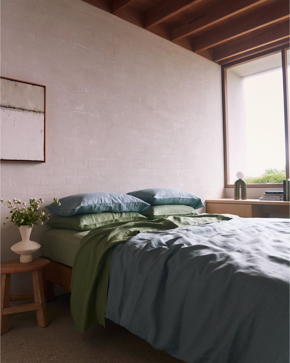 Pistachio 100% French Flax Linen Fitted Sheet