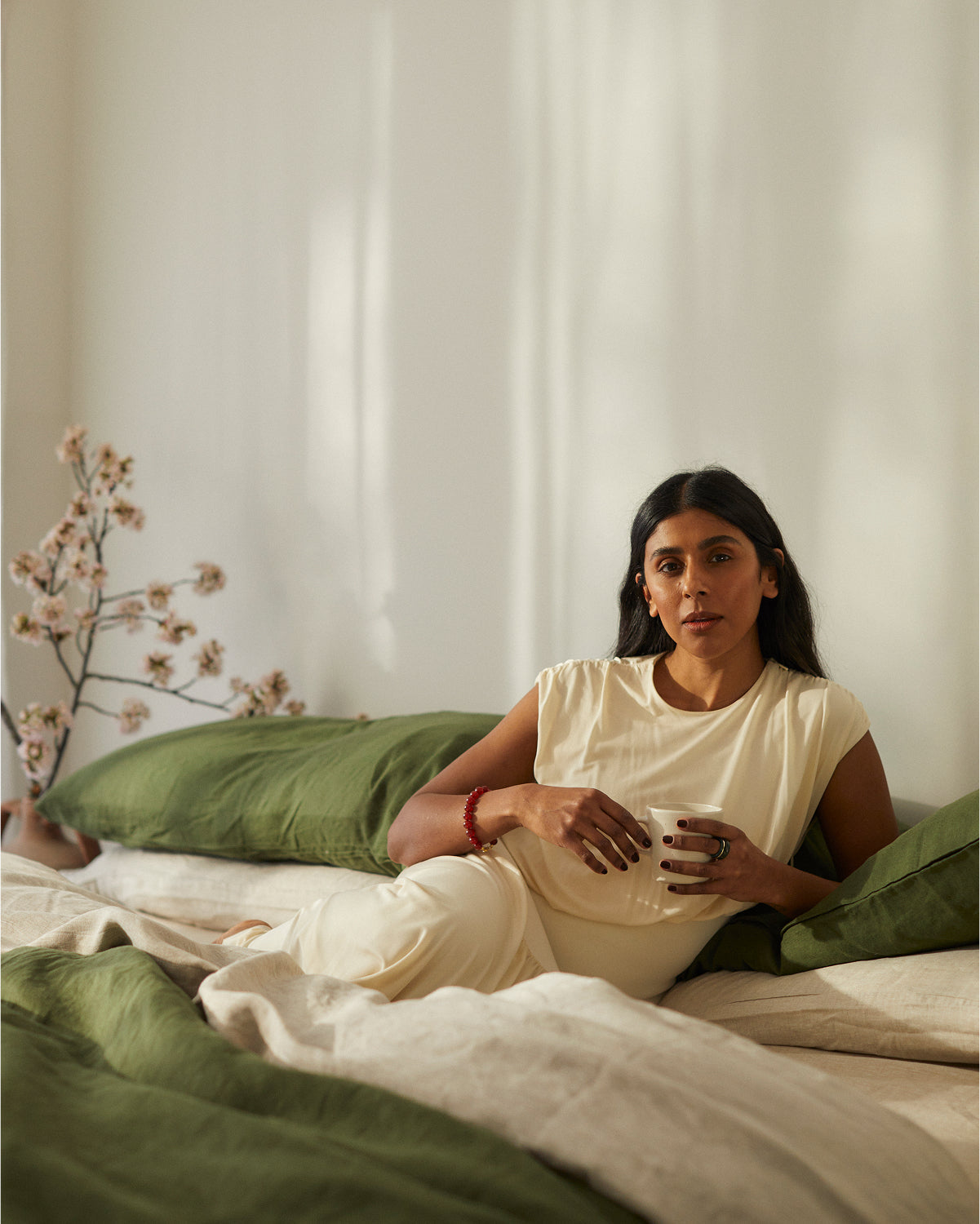 Olive 100% French Flax Linen Duvet Cover