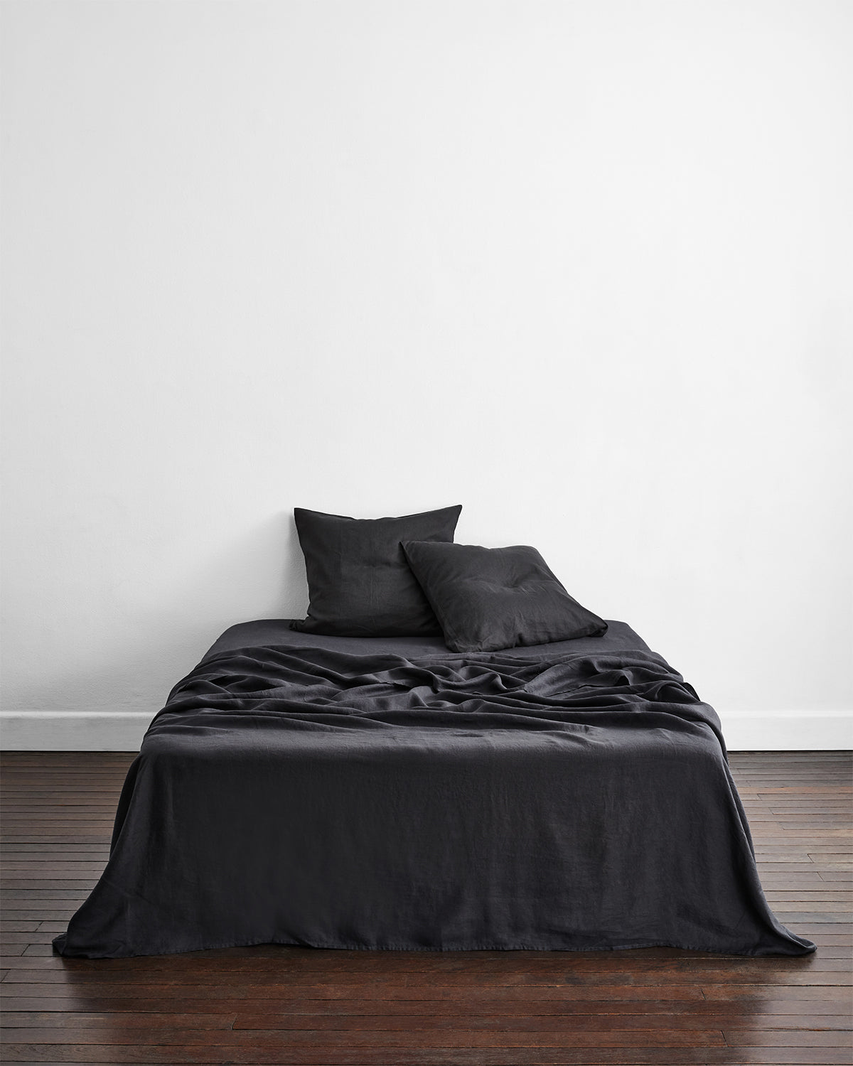 Charcoal 100% French Flax Linen European Pillowcases (Set of Two)