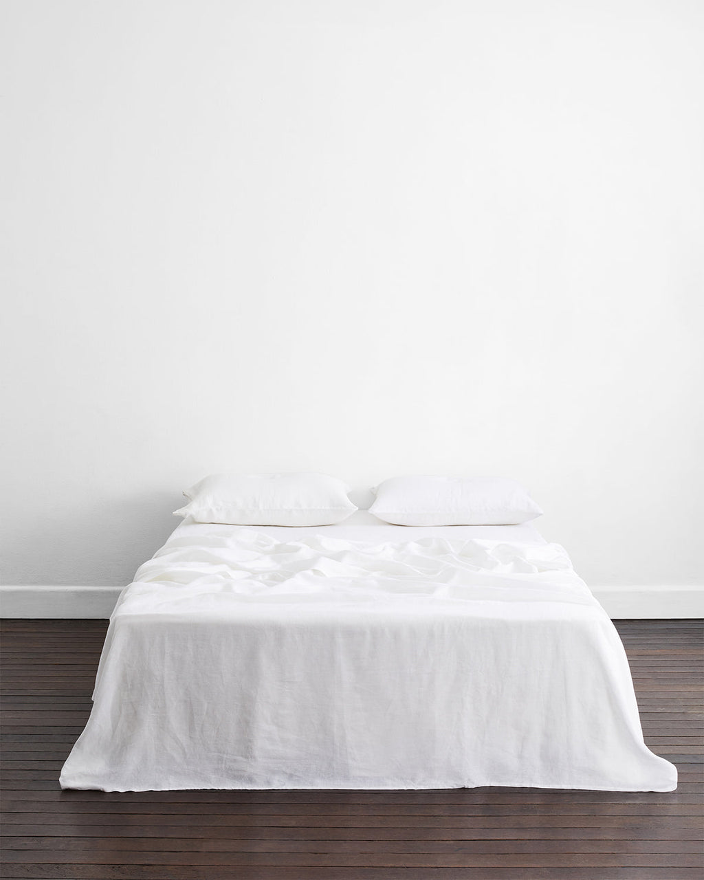 White 100% Flax Linen King Pillowcases (Set of Two)