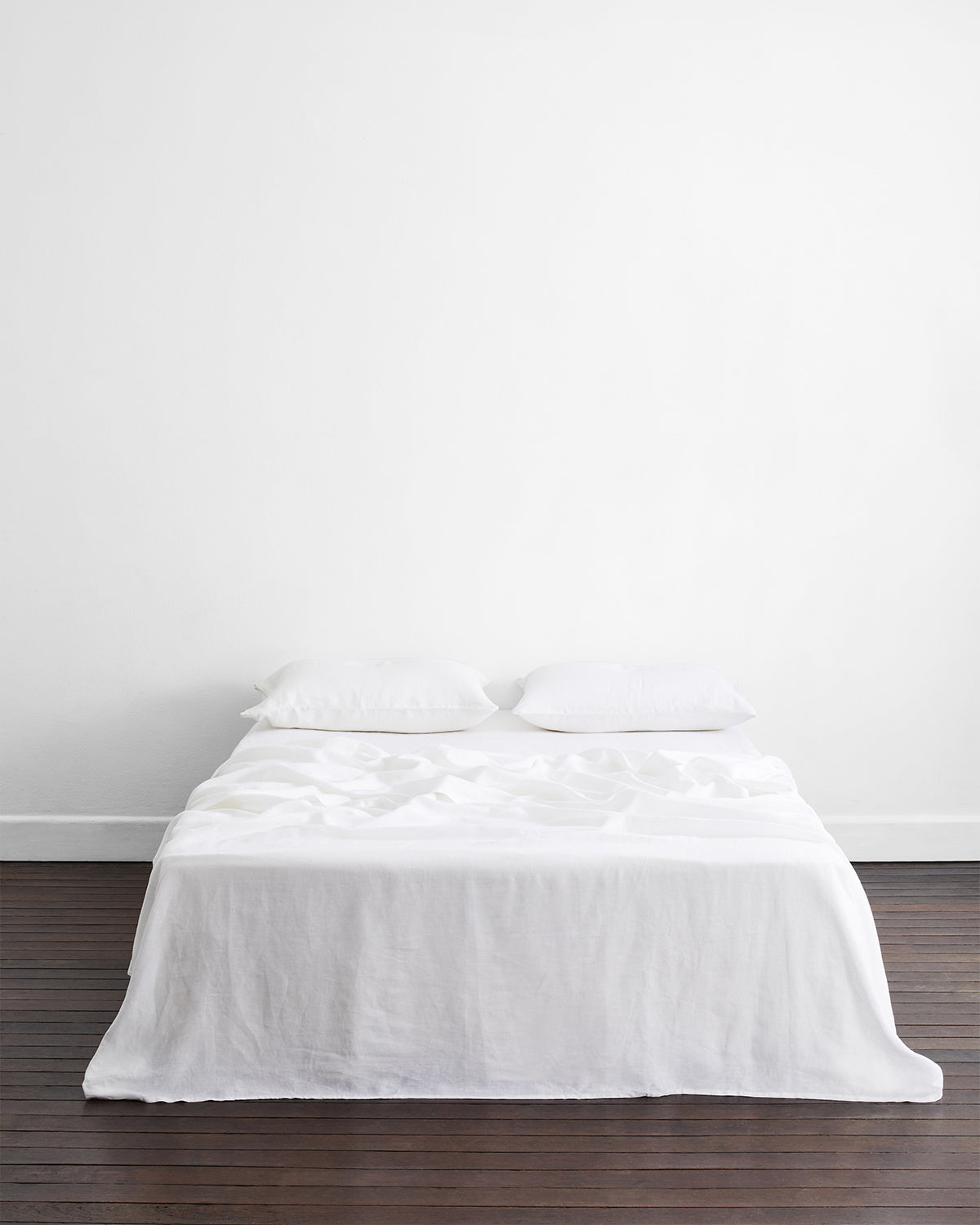 White 100% Flax Linen King Pillowcases (Set of Two)