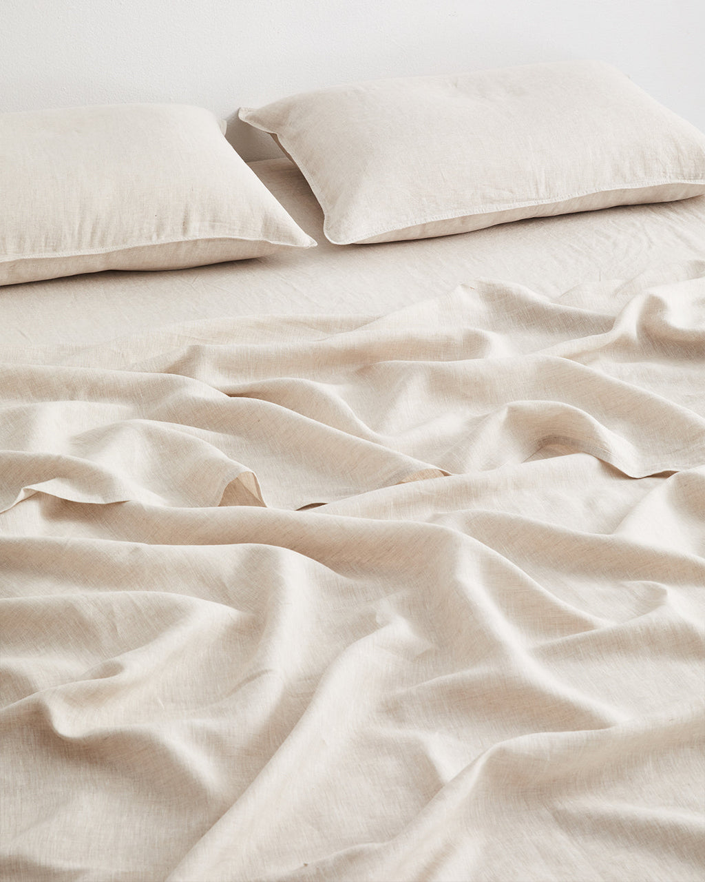 Oatmeal & White Stripe 100% French Flax Linen King Pillowcases (Set of Two)