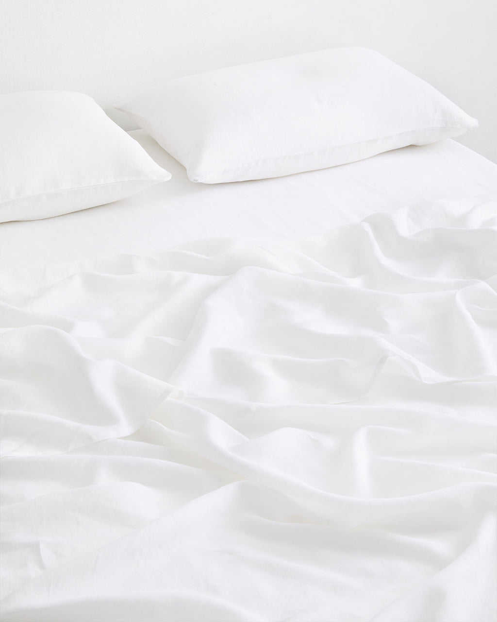 White 100% Flax Linen King Pillowcases (Set of Two)