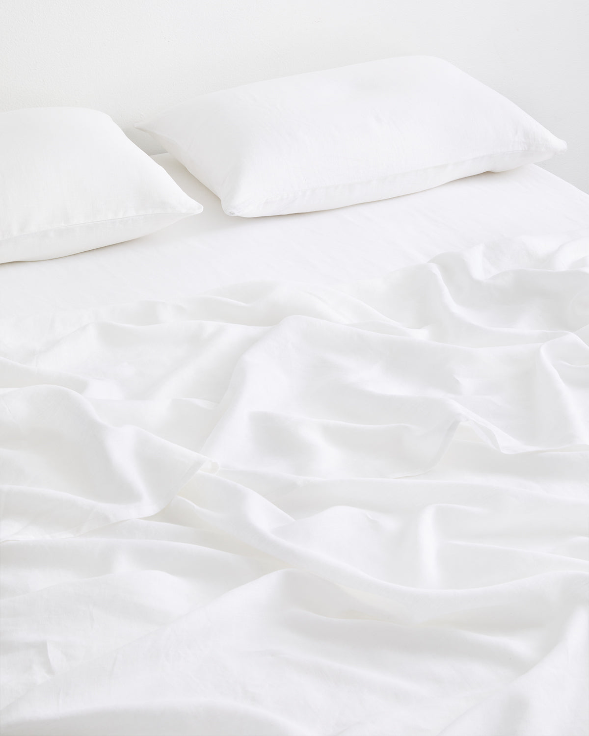 White 100% Flax Linen King Pillowcases (Set of Two)