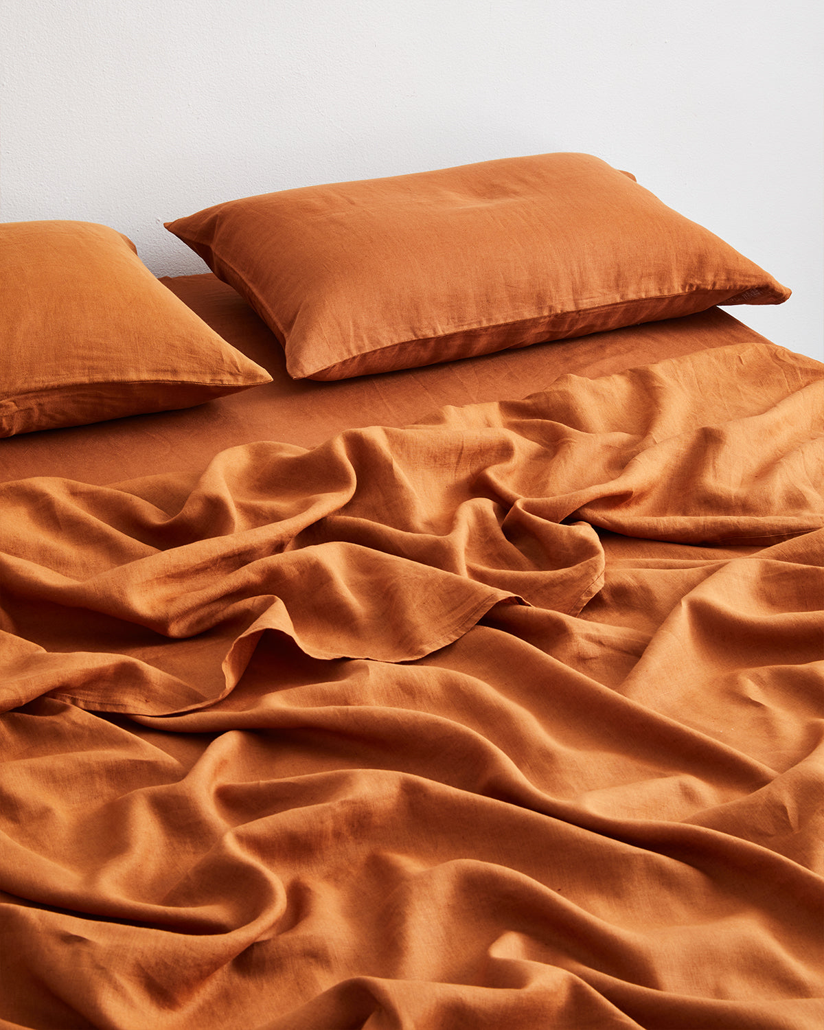 Rust 100% Flax Linen King Pillowcases (Set of Two)