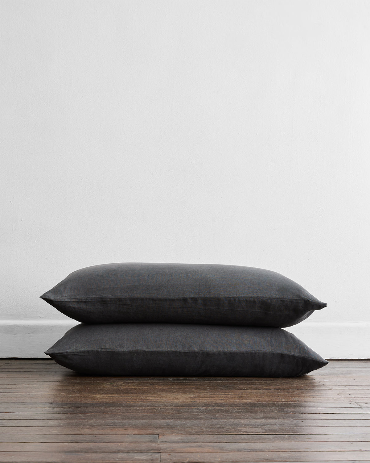 Charcoal 100% Flax Linen King Pillowcases (Set of Two)