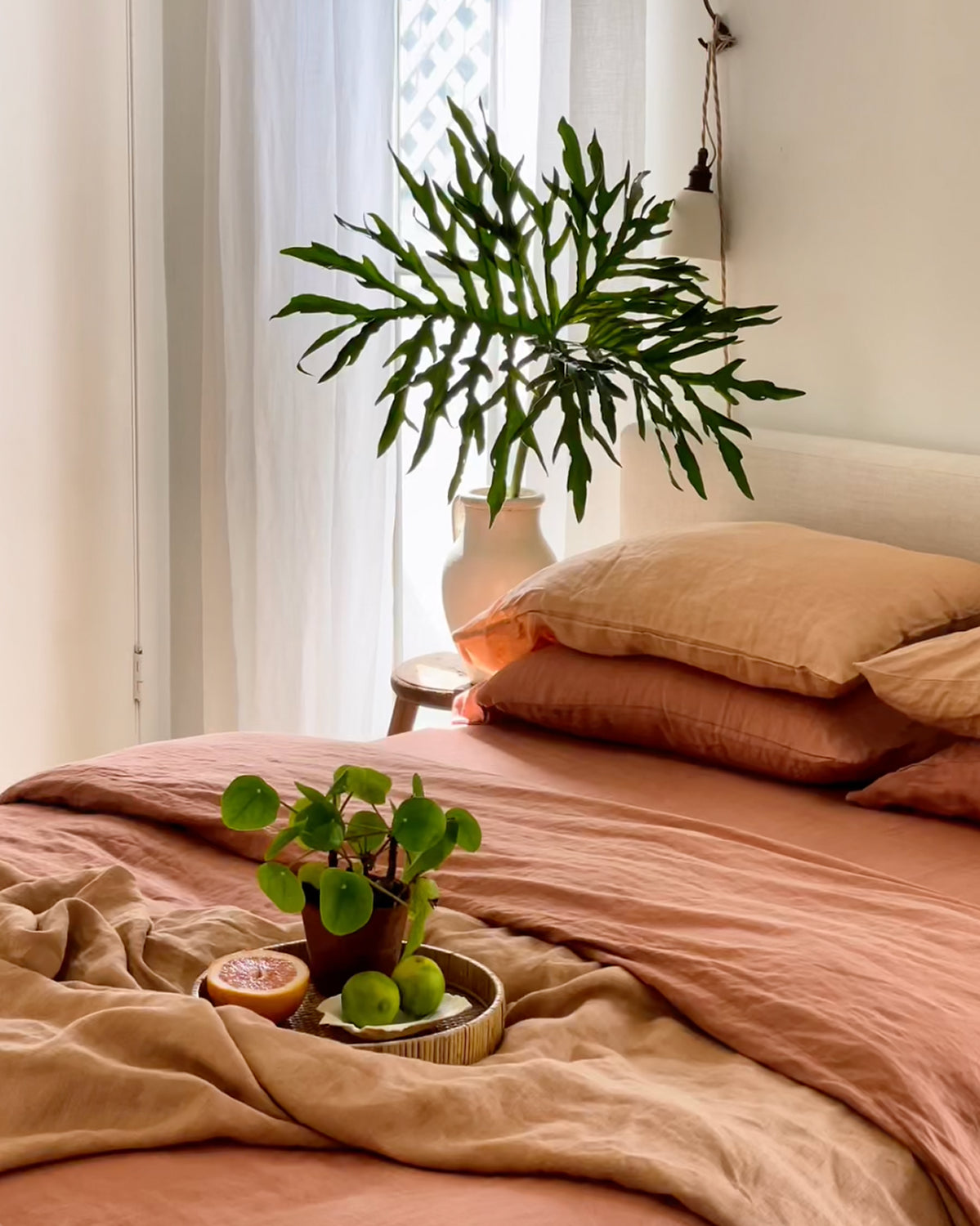 Hazelnut & Terracotta 100% French Flax Linen Bedding Bundle