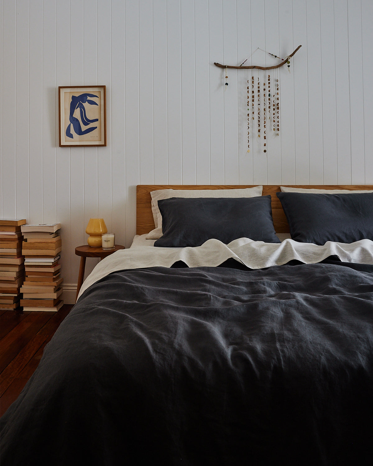 Charcoal 100% Flax Linen King Pillowcases (Set of Two)