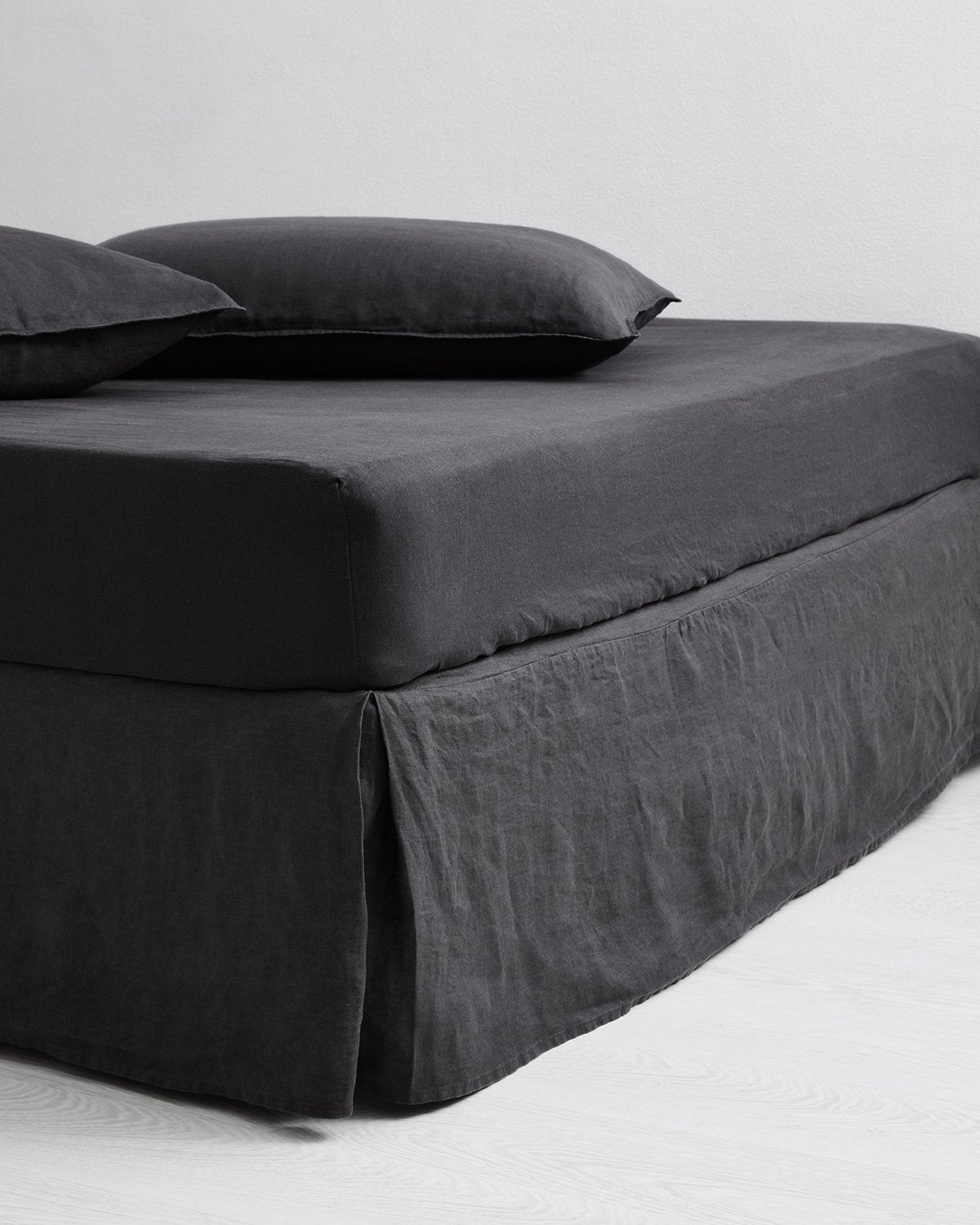 Charcoal 100% French Flax Linen Bed Skirt