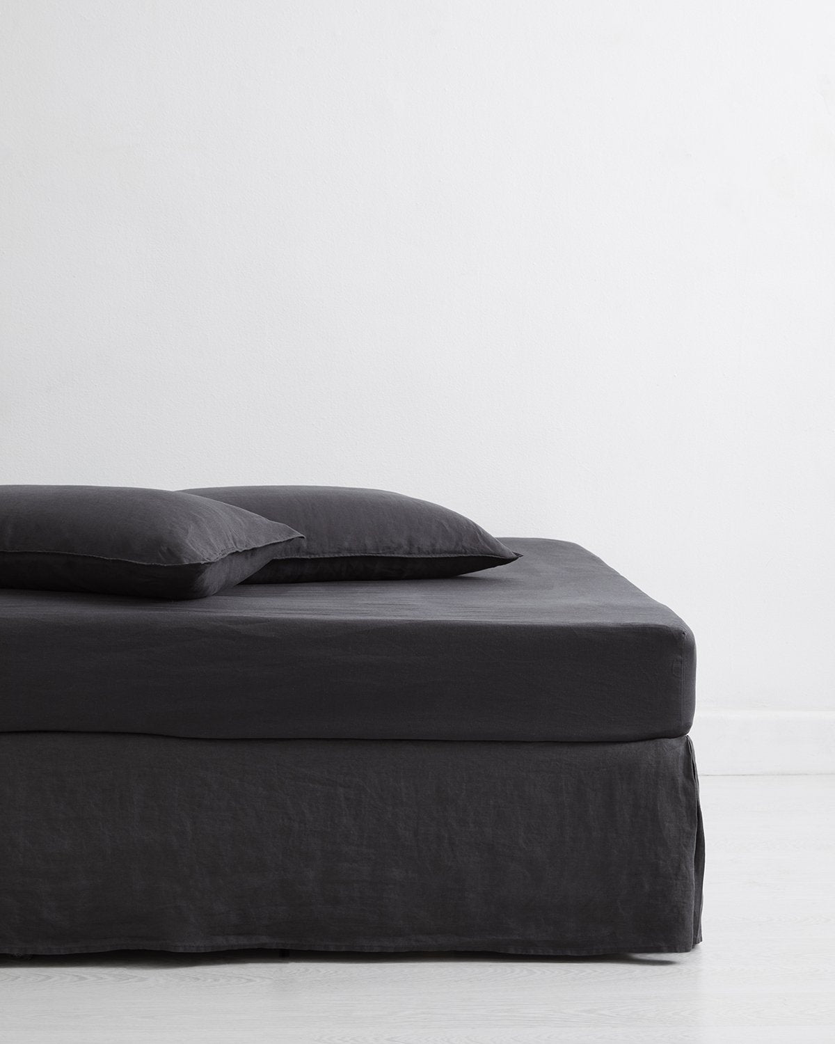 Charcoal 100% French Flax Linen Bed Skirt