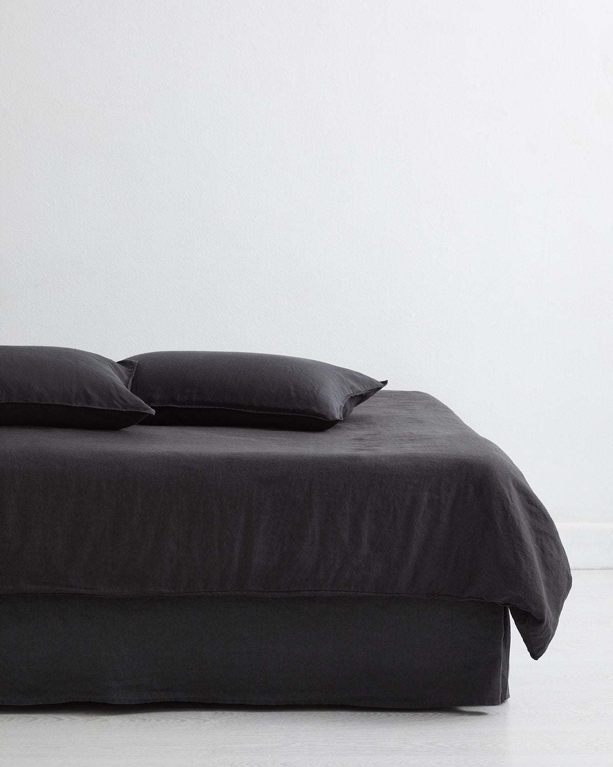 Charcoal 100% French Flax Linen Bed Skirt