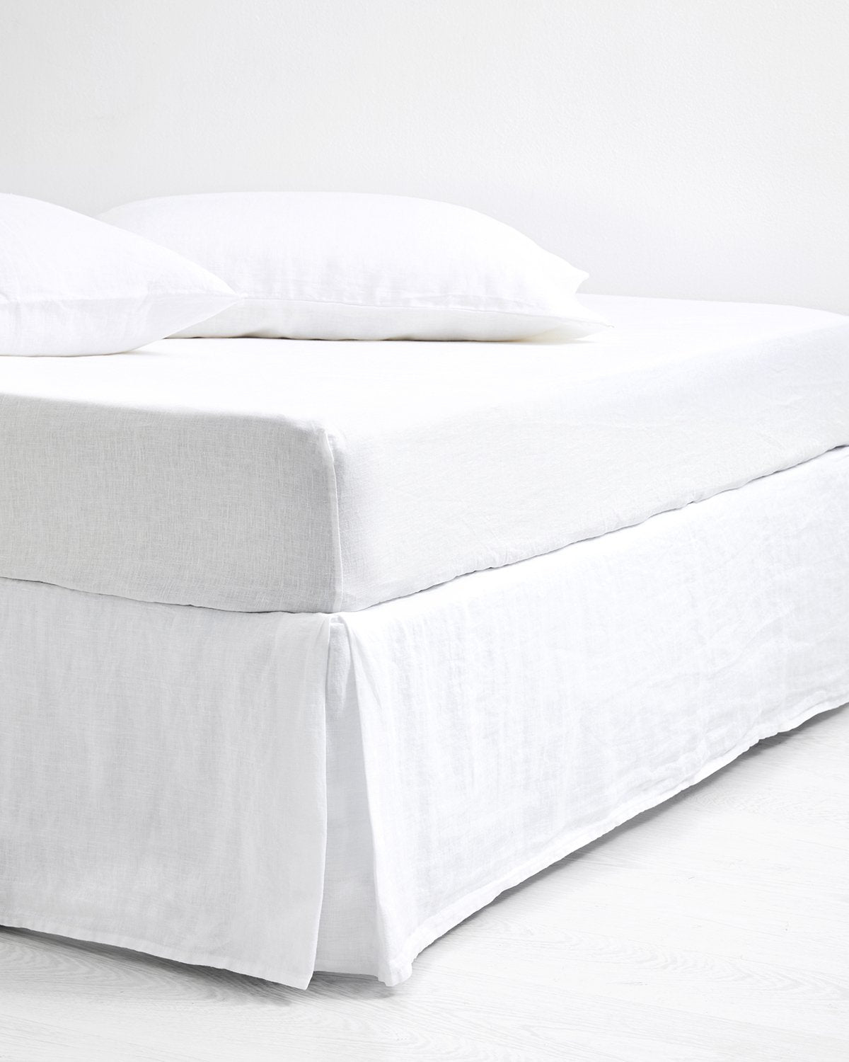 White 100% French Flax Linen Bed Skirt
