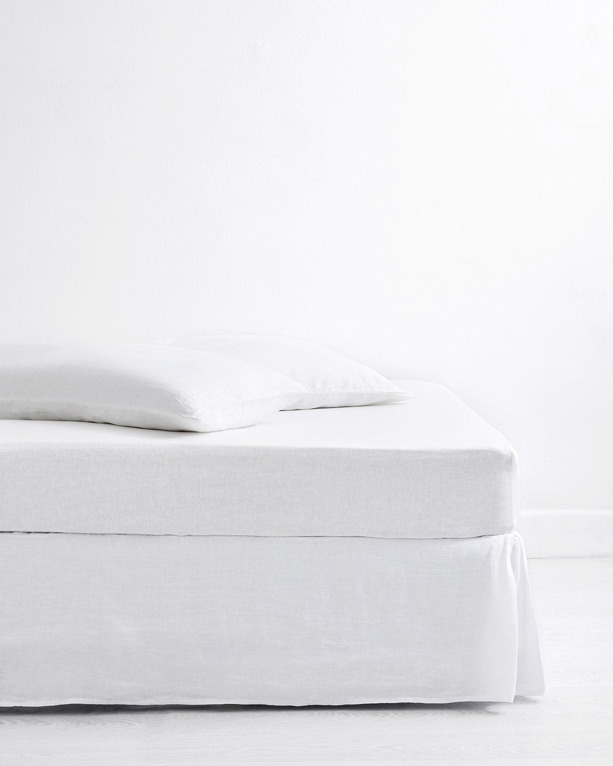 White 100% French Flax Linen Bed Skirt