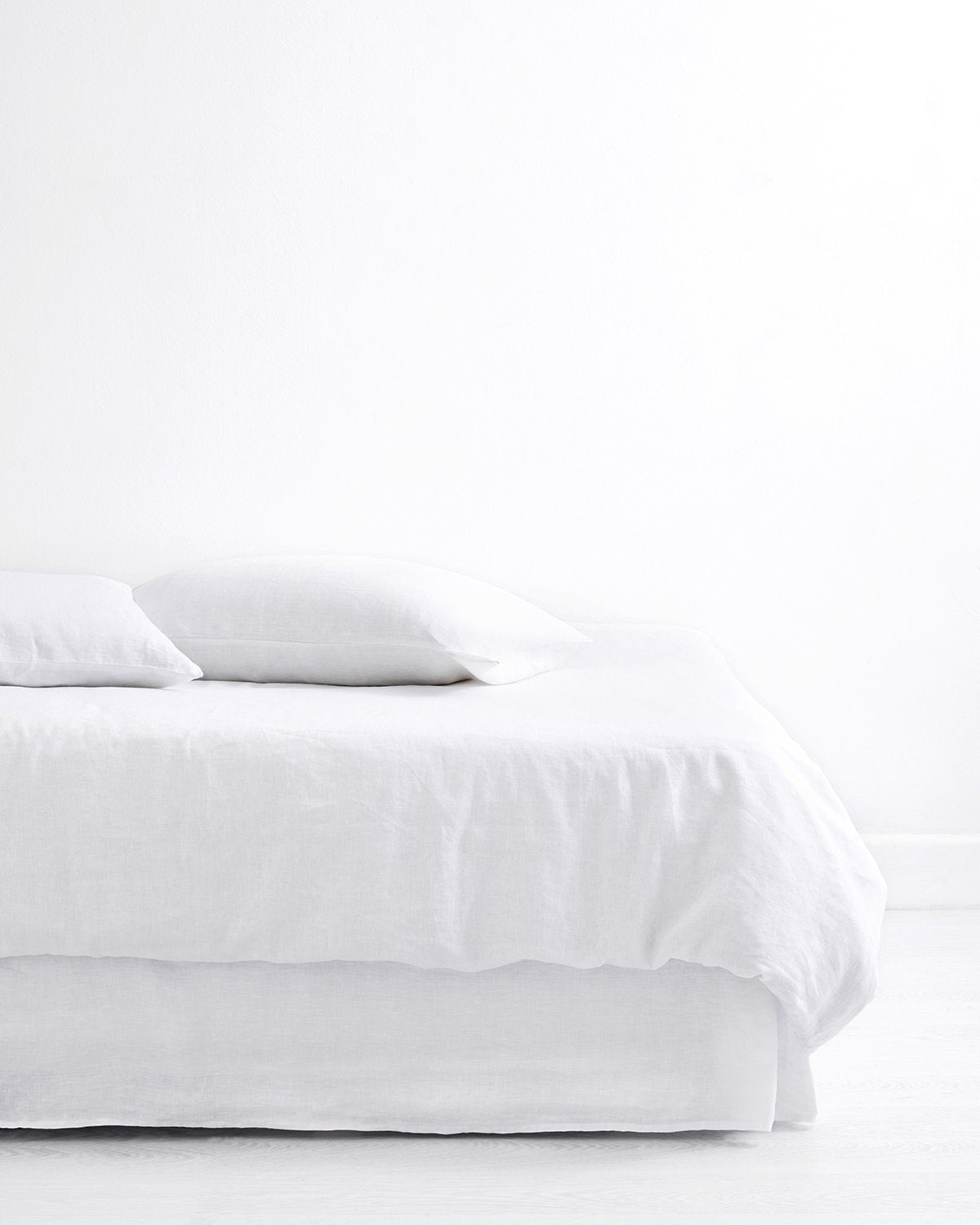 White 100% French Flax Linen Bed Skirt