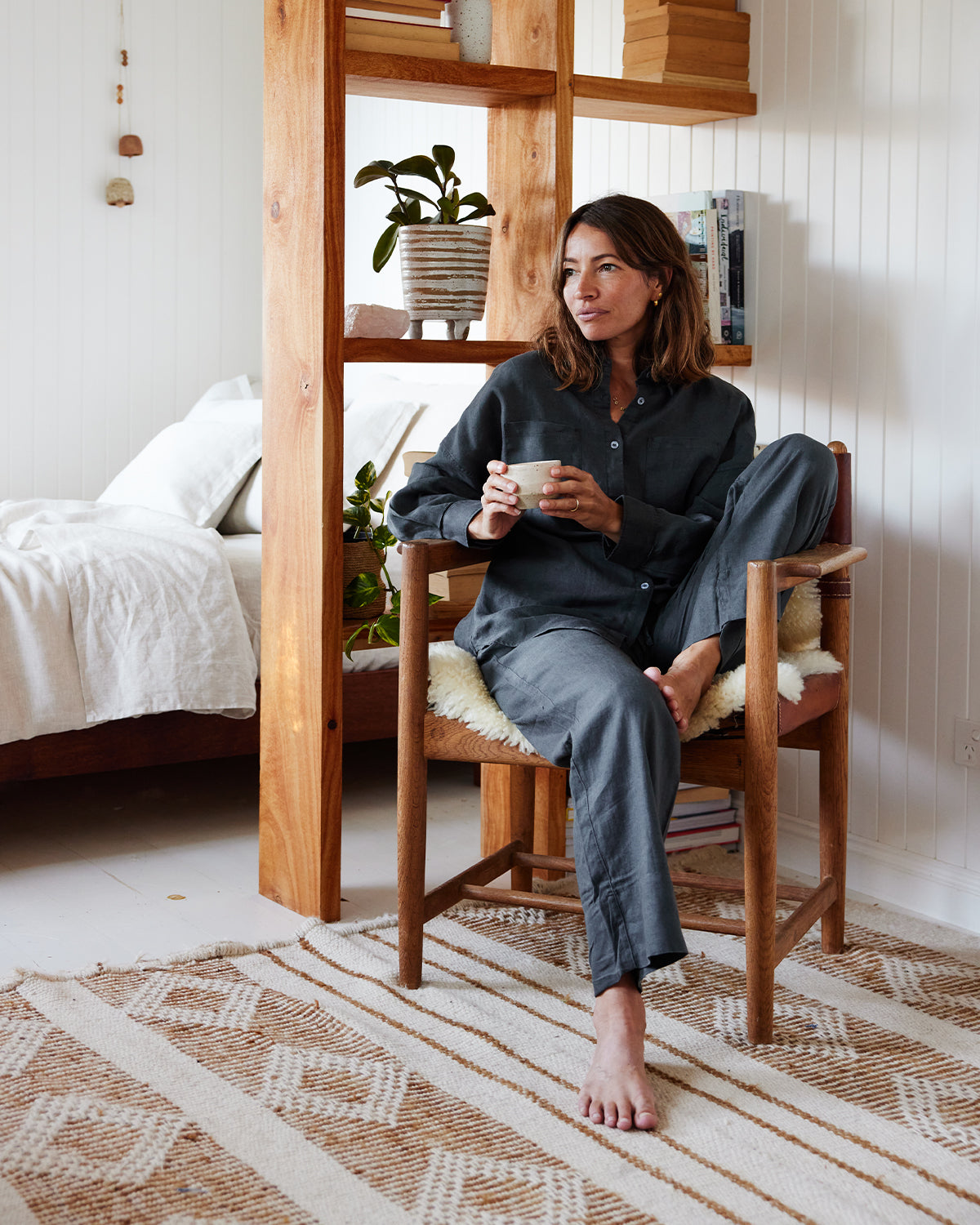 Charcoal 100% French Flax Linen Pants