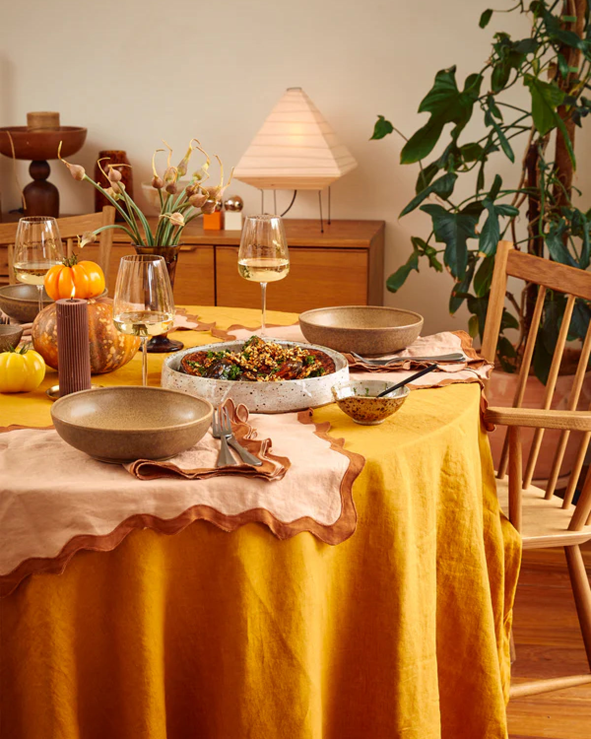 Terracotta & Rust 100% French Flax Linen Scalloped Napkins (Set of Four)
