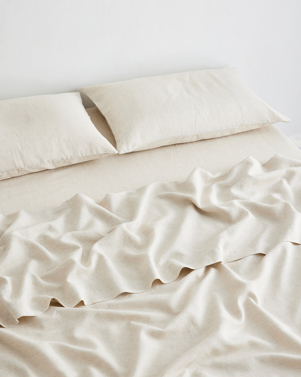 Oatmeal & White Stripe 100% French Flax Linen Flat Sheet