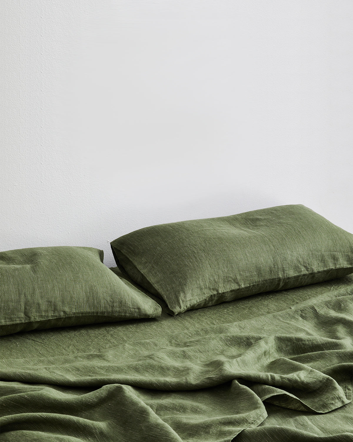 Olive Stripe 100% French Flax Linen Fitted Sheet