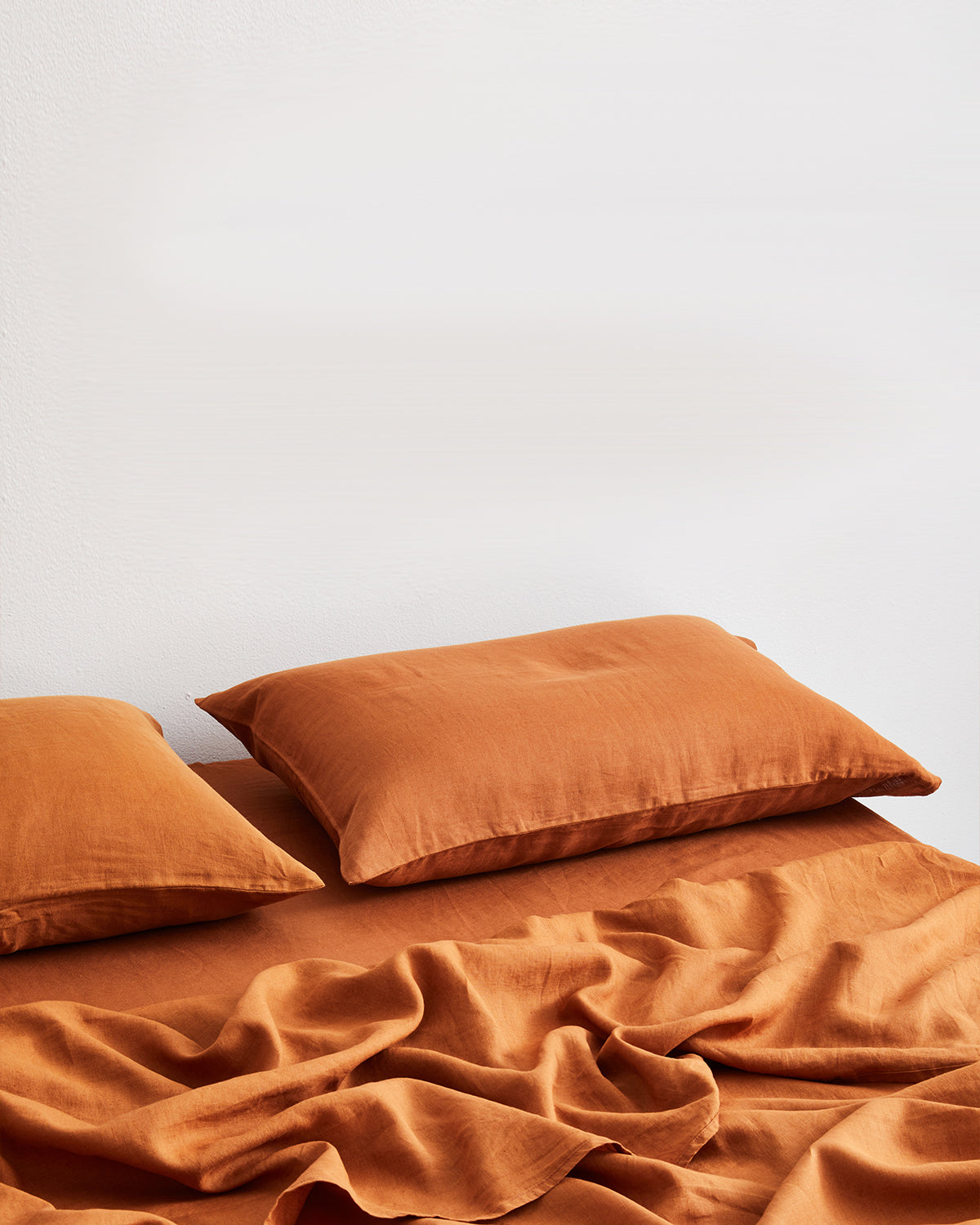 Rust 100% French Flax Linen Fitted Sheet