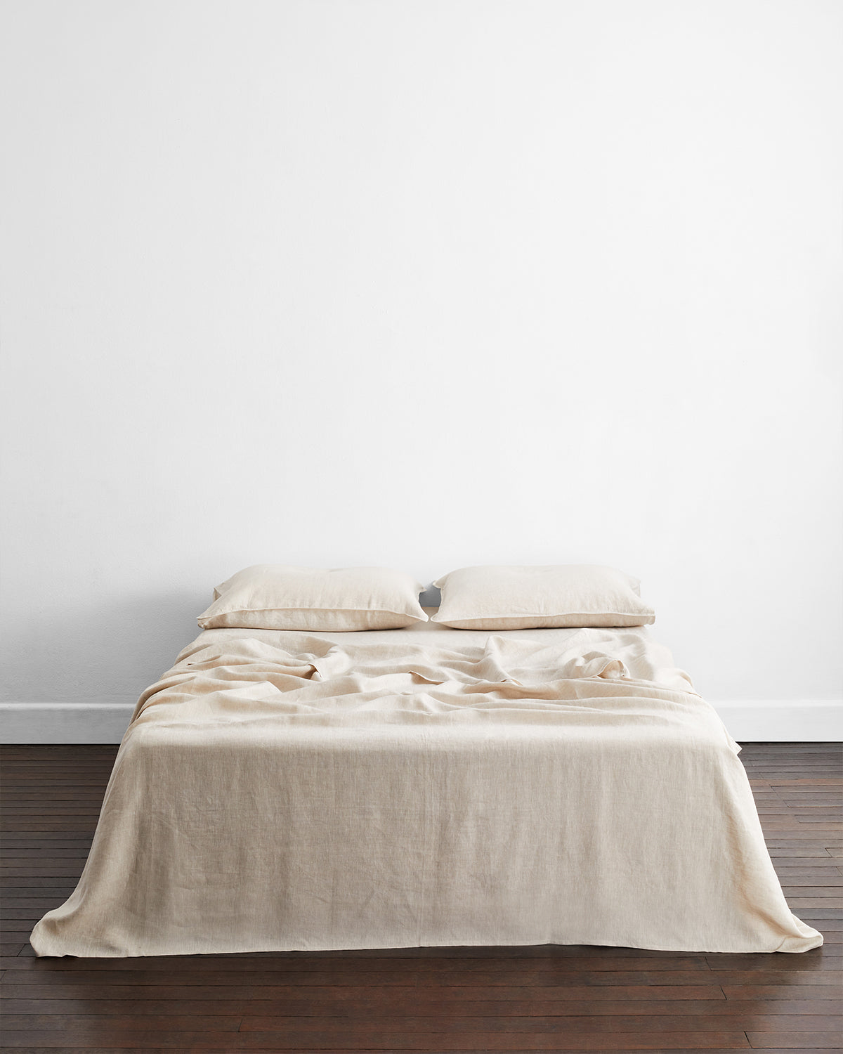Oatmeal & White Stripe 100% French Flax Linen Flat Sheet
