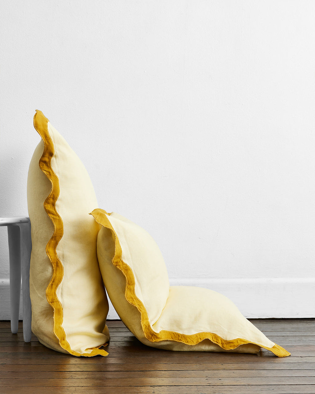 Limoncello & Turmeric 100% French Flax Linen Scalloped Pillowcases (Set of Two)