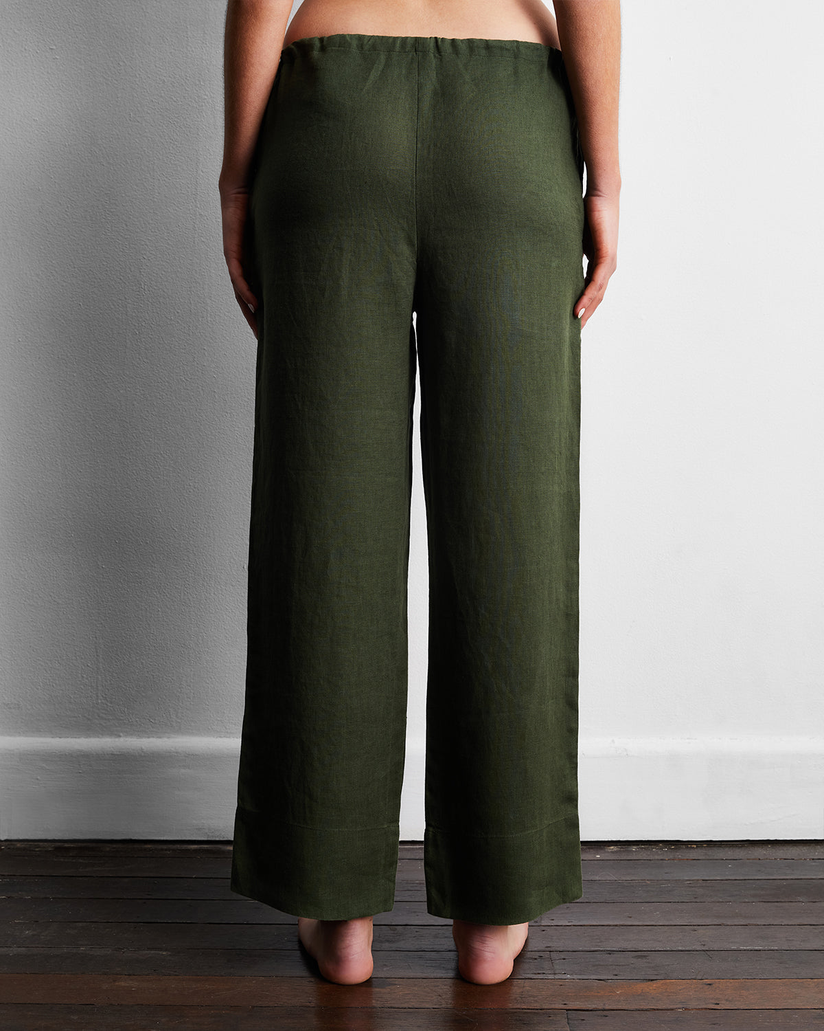 Olive 100% French Flax Linen Pants