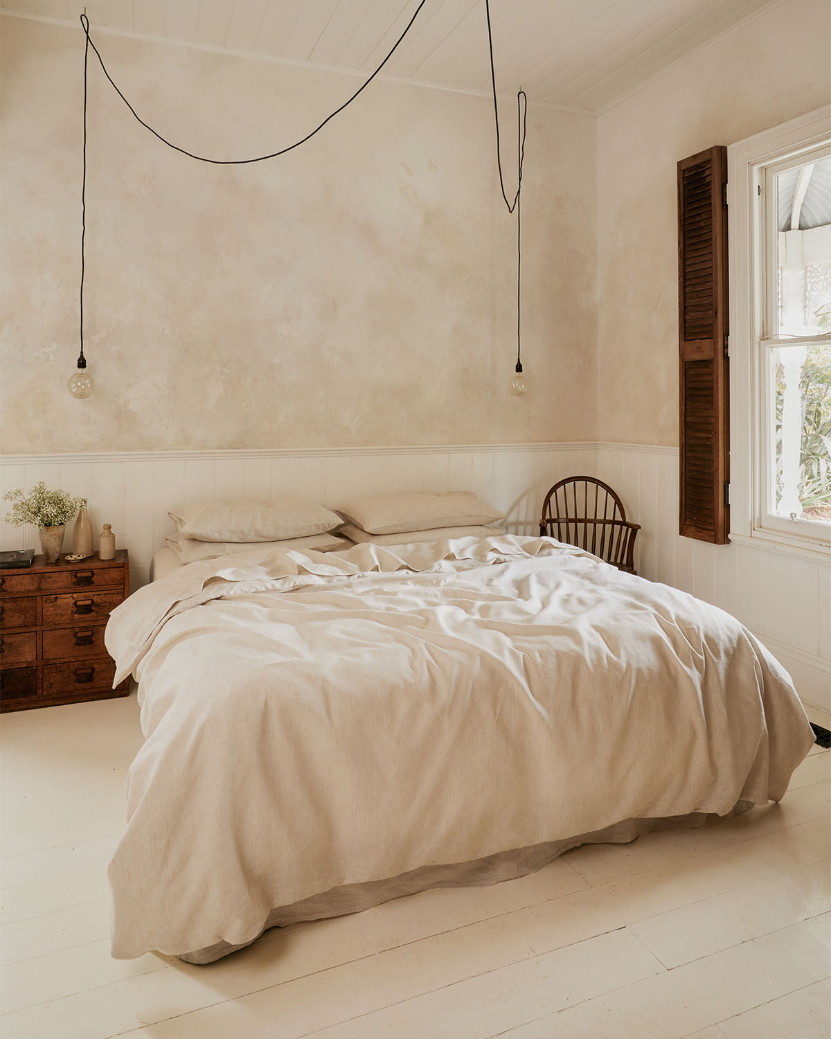 Oatmeal & White Stripe 100% French Flax Linen Pillowcases (Set of Two)
