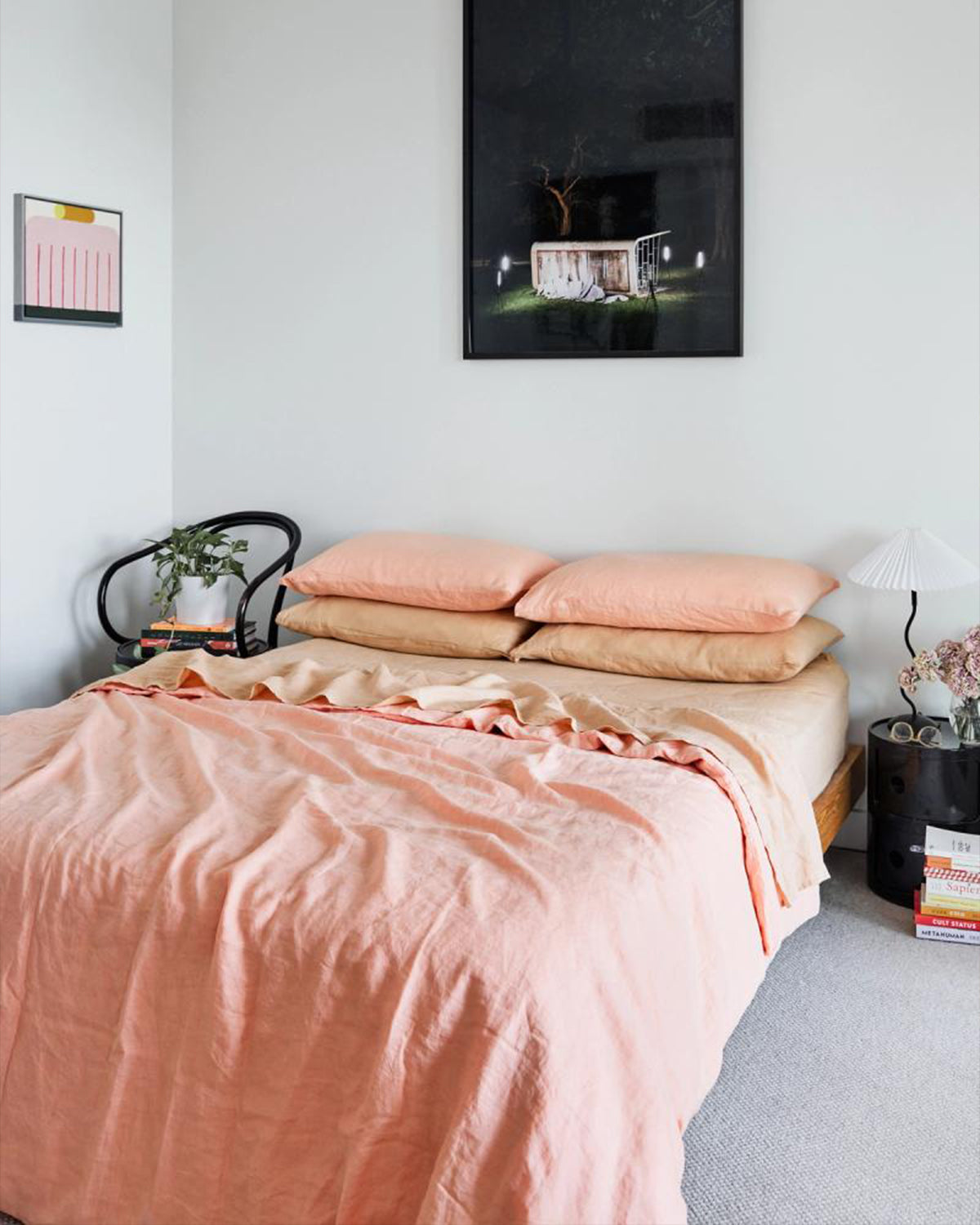 Peach 100% French Flax Linen Pillowcases (Set of Two)