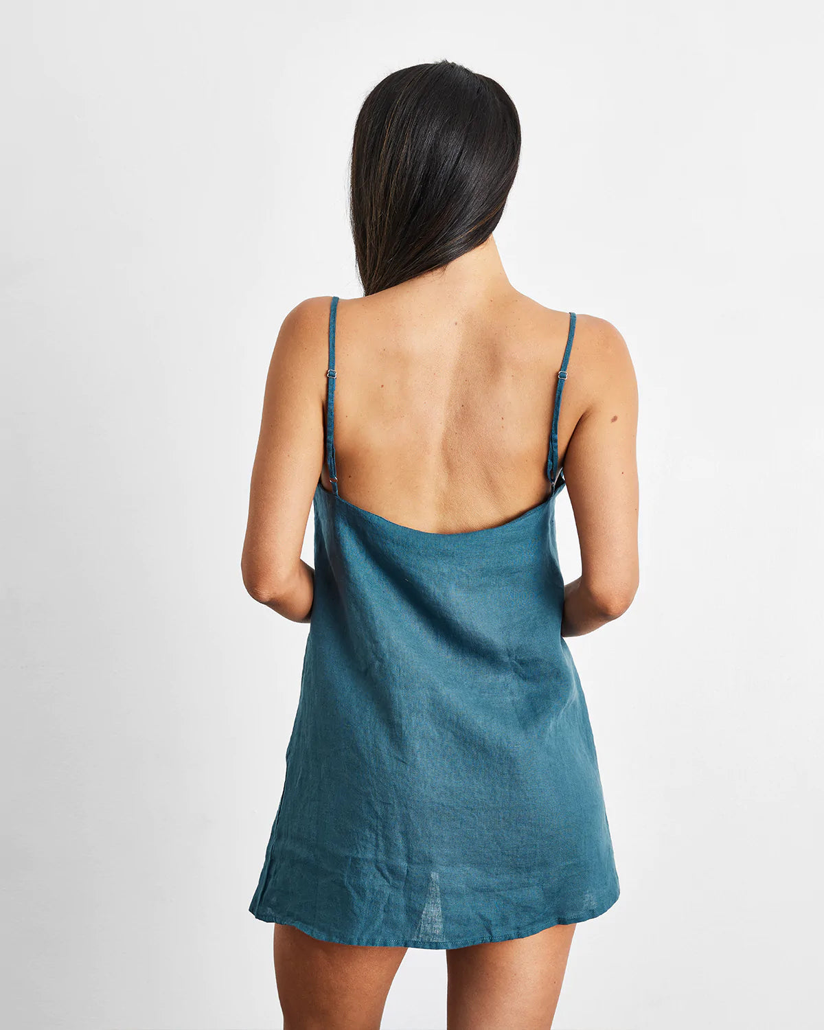 Petrol 100% French Flax Linen Slip