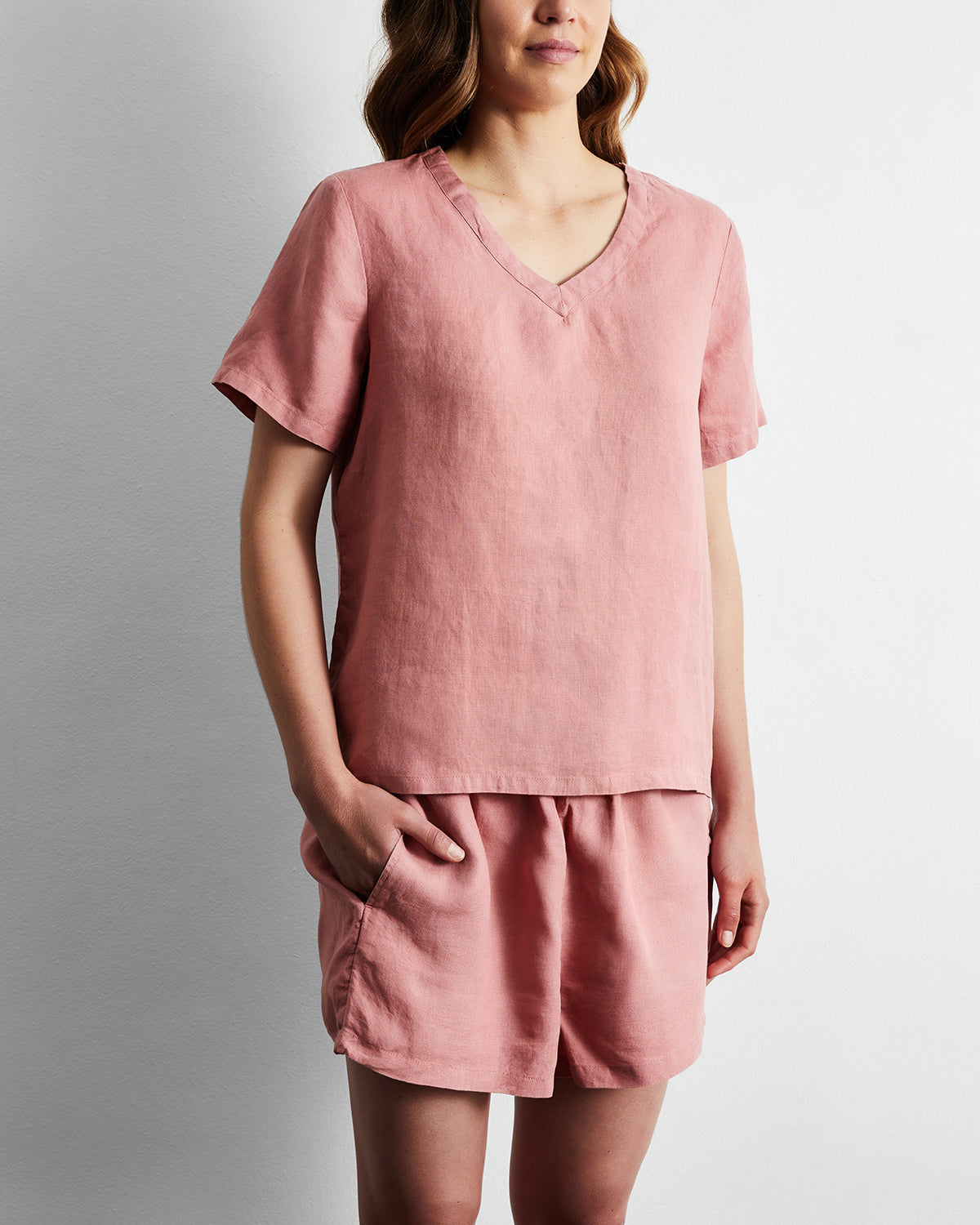 Pink Clay 100% French Flax Linen Shorts