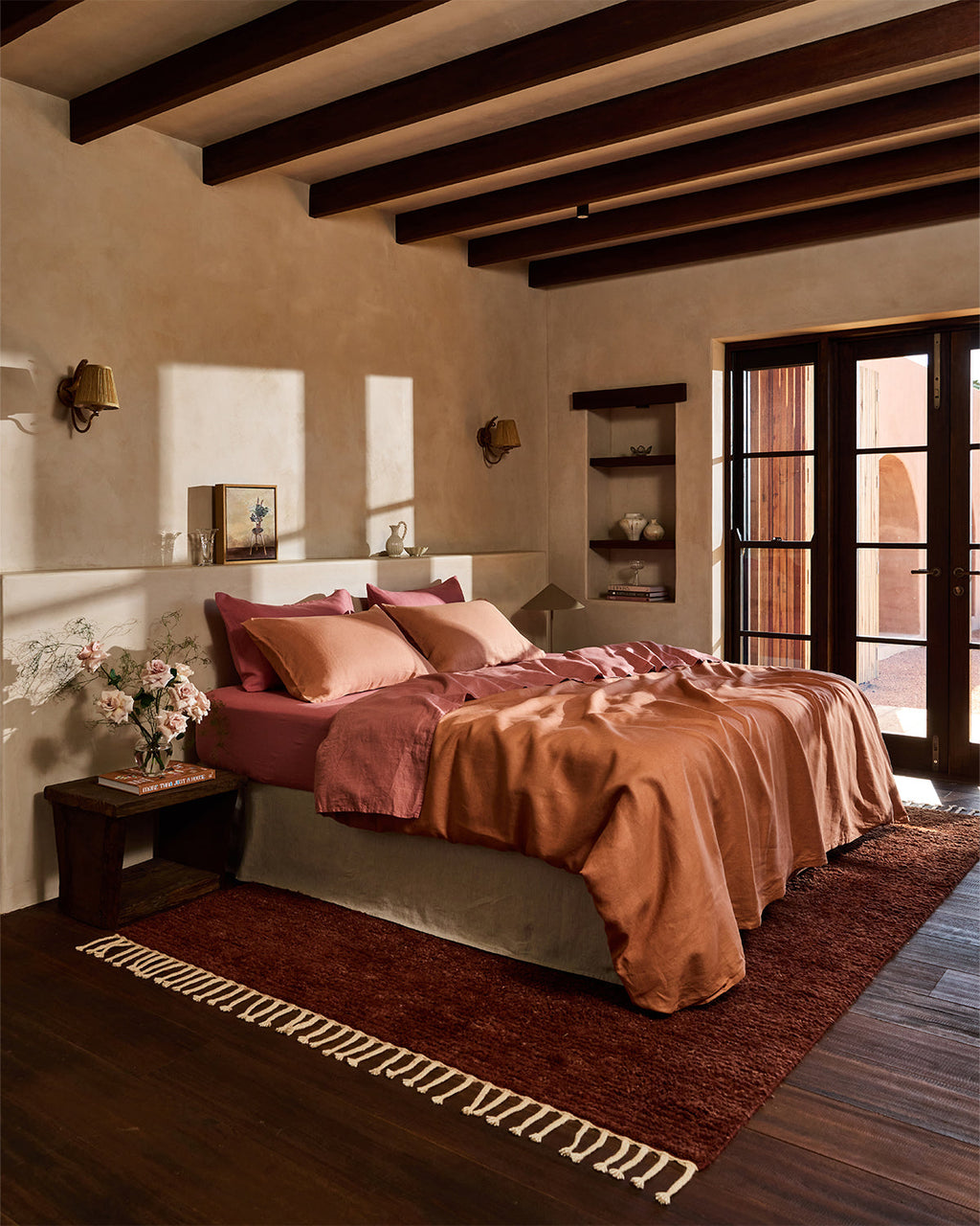 Pink Clay 100% French Flax Linen Flat Sheet