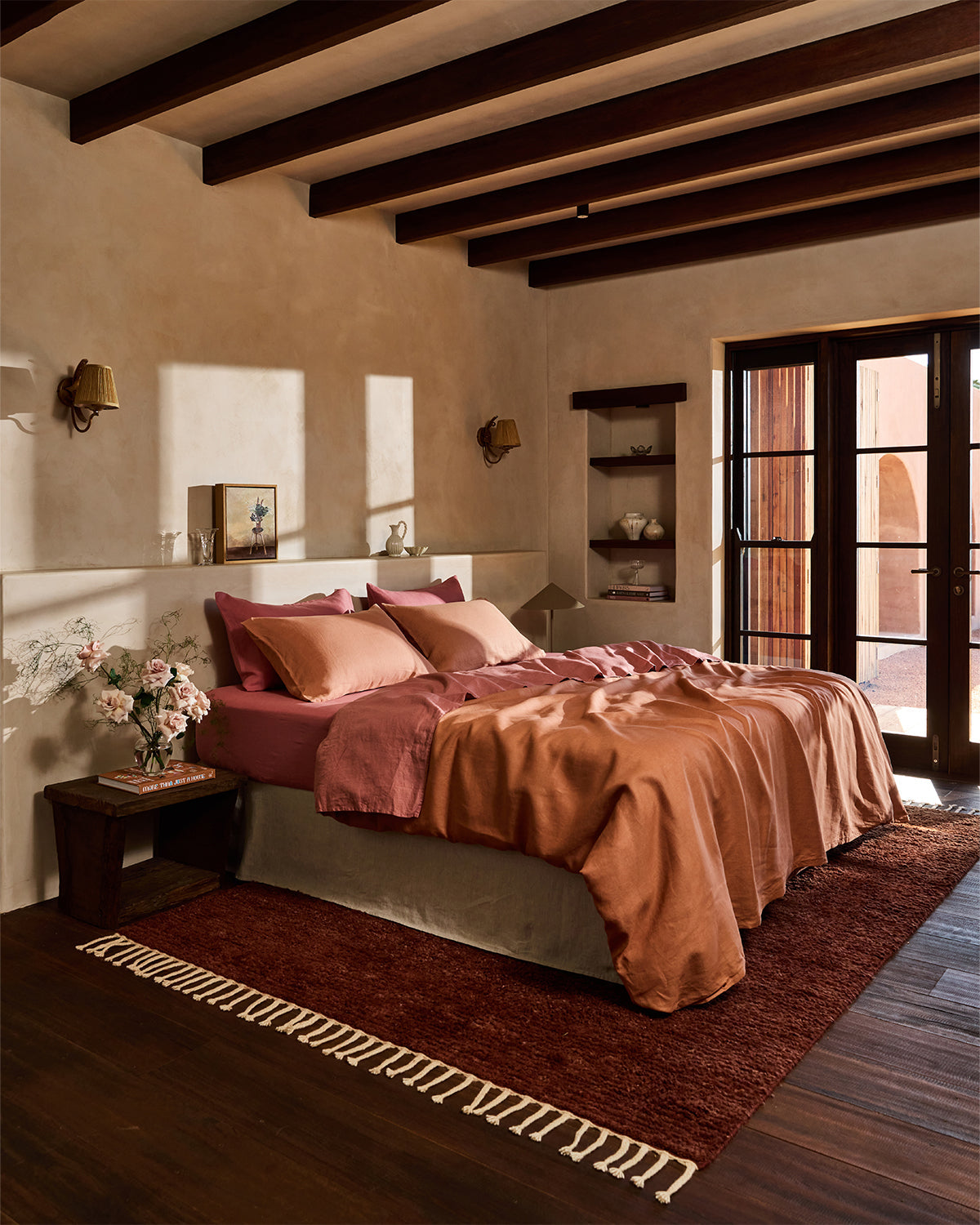 Pink Clay 100% French Flax Linen Flat Sheet