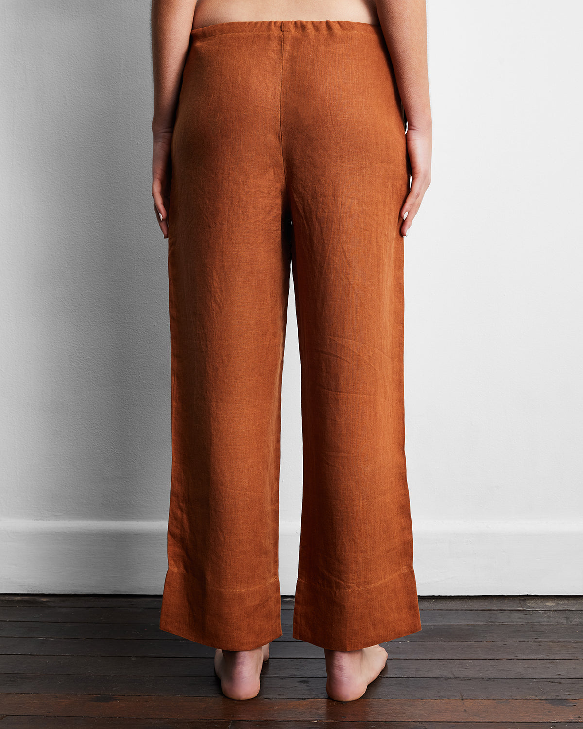 Rust 100% French Flax Linen Pants