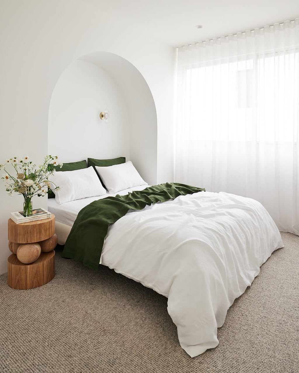 Olive 100% French Flax Linen Flat Sheet